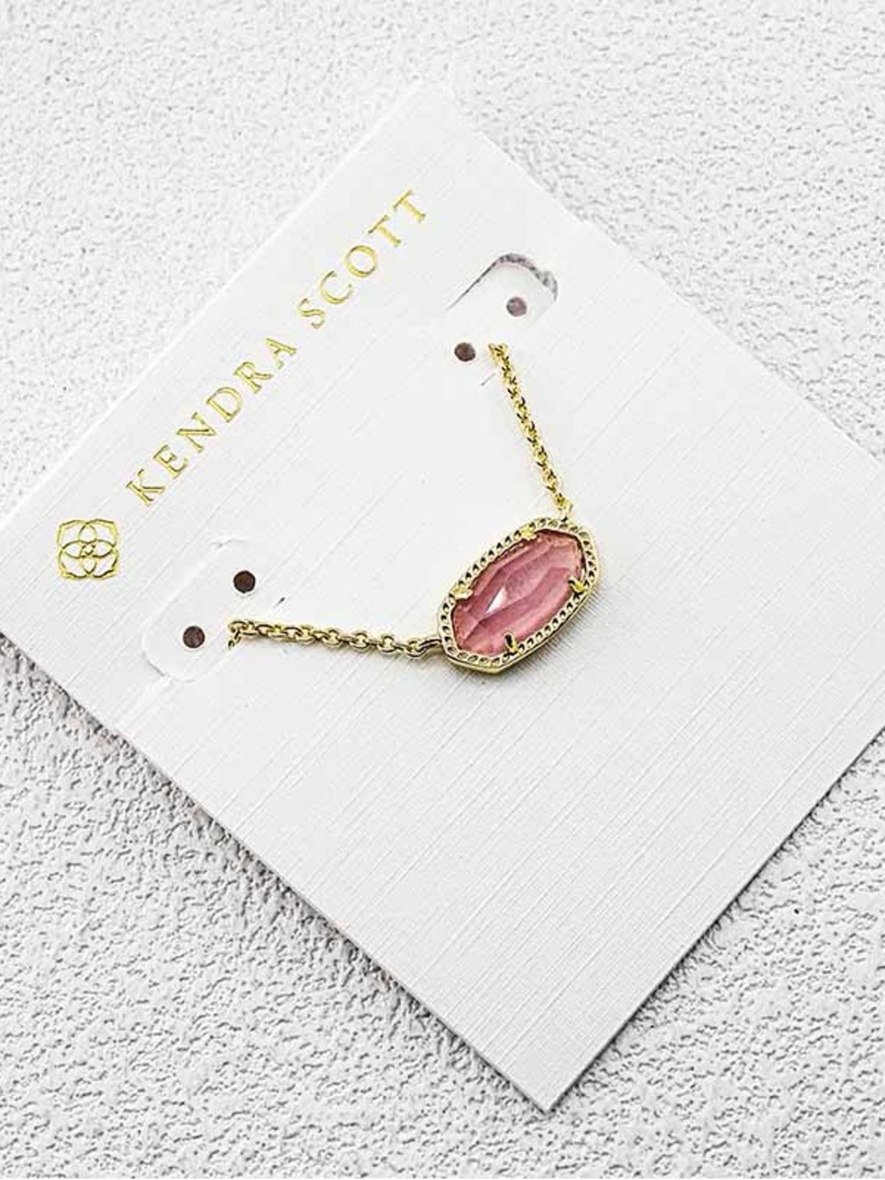 Kendra Scott Pink Stone Gold Pendant Necklace